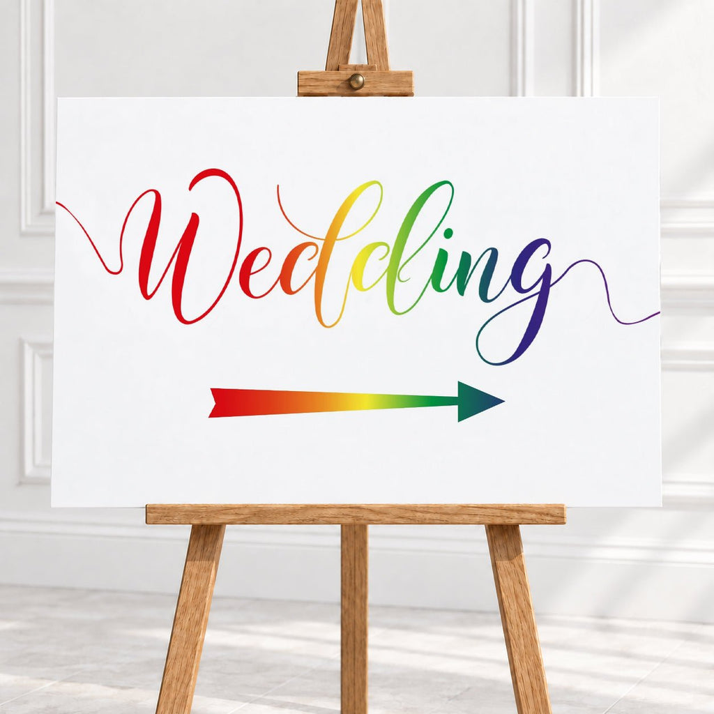Pride Rainbow Wedding Arrow Sign – 12 × 16″ or 16 × 24″