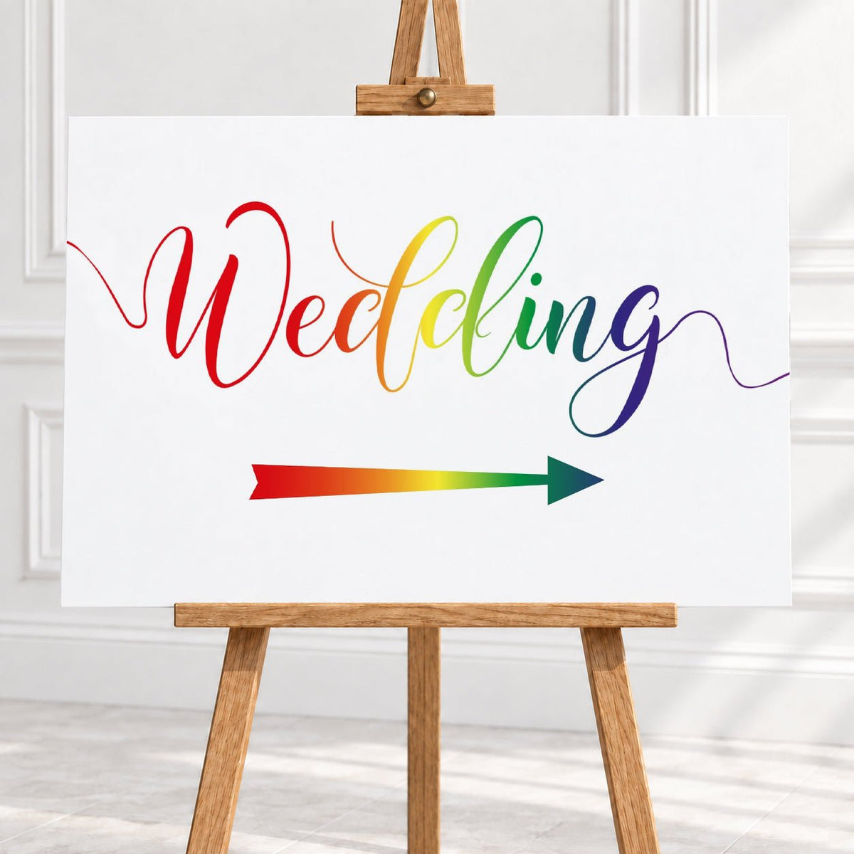 Pride Rainbow Wedding Arrow Sign – 12 × 16″ or 16 × 24″