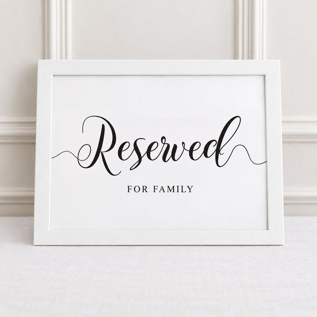 reserved for family white framed printed wedding ceremony sign