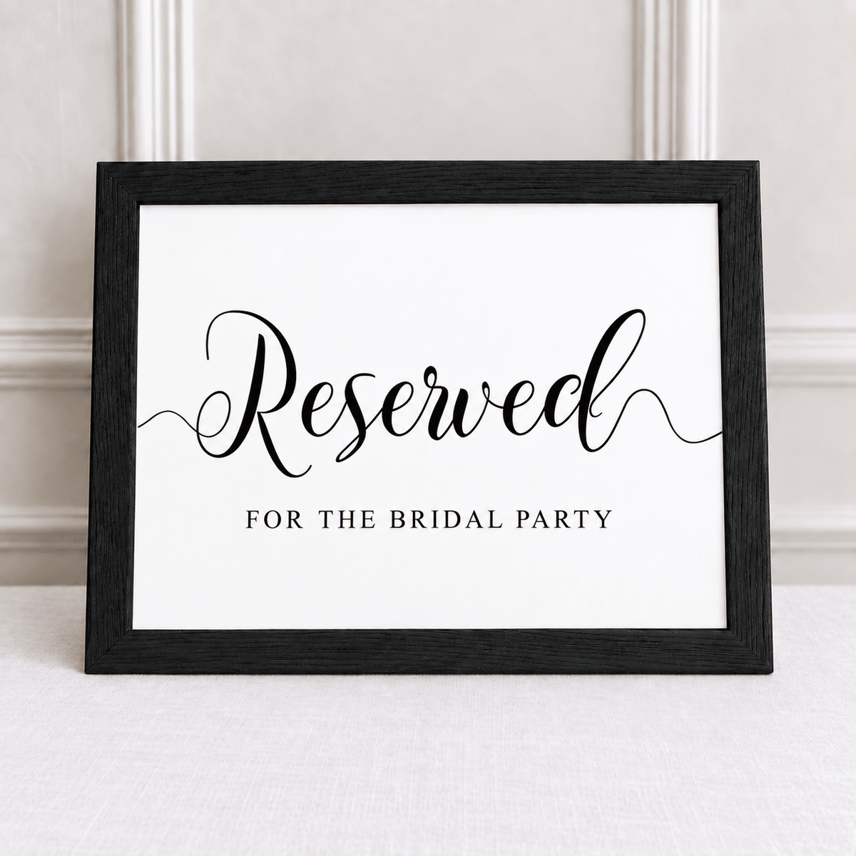 Reserved for the Bridal Party – Framed Wedding Seating Sign
