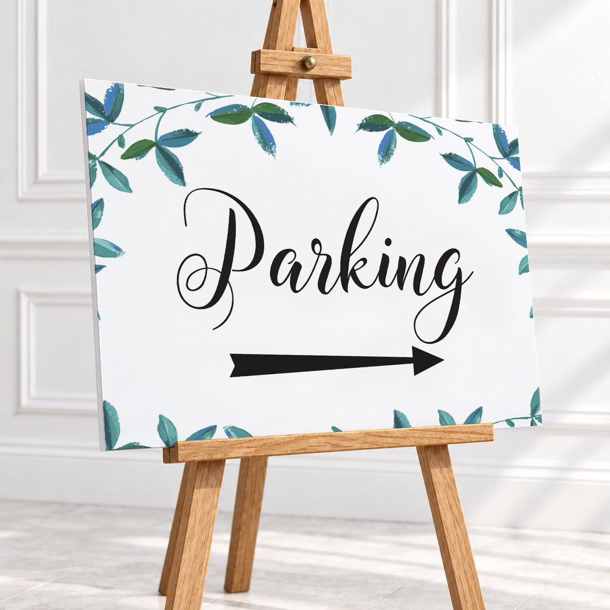 Rich Green Foliage Restrooms Arrow Sign – 12 × 16″ or 16 × 24″