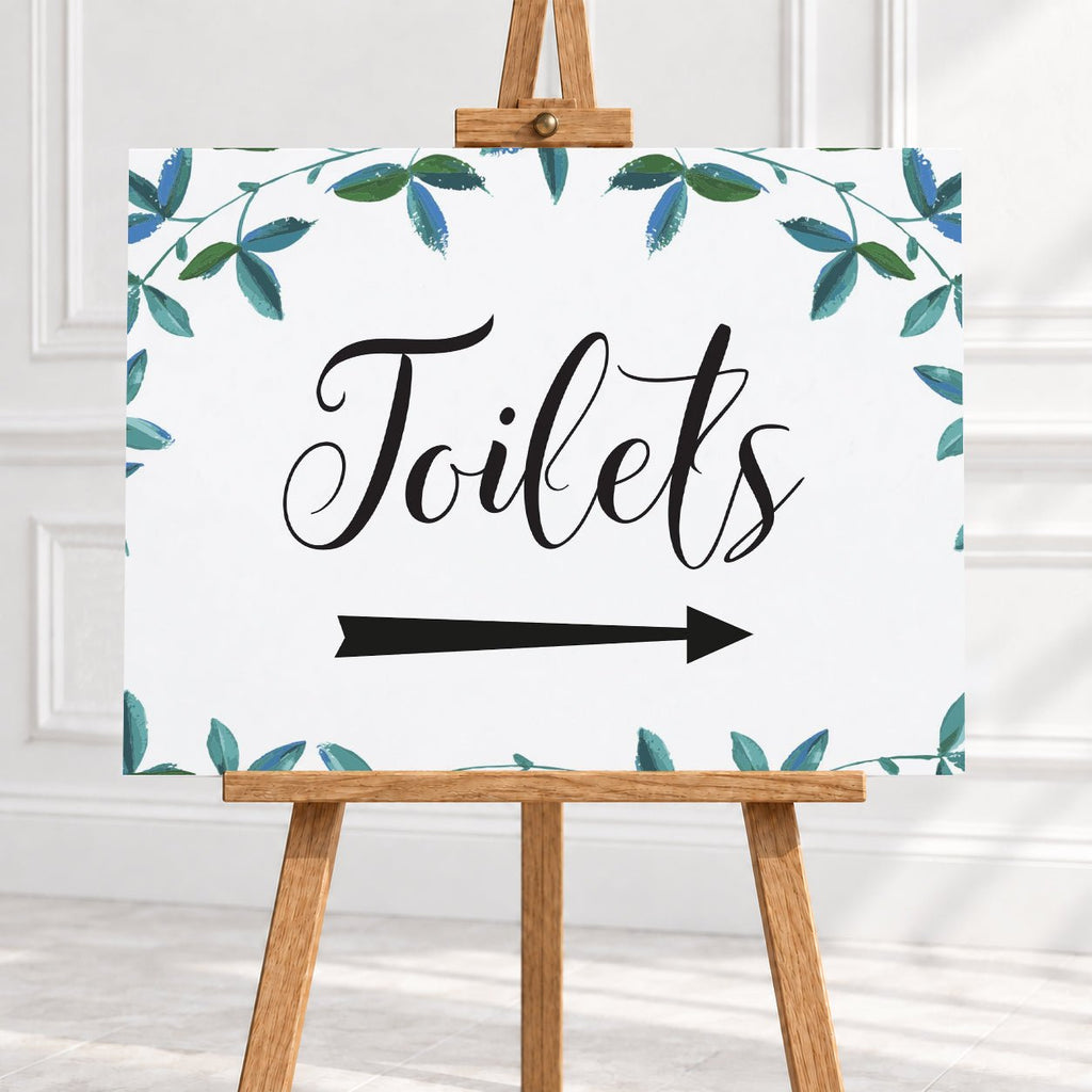 Rich Green Foliage Toilets Arrow Sign – 12 × 16″ or 16 × 24″