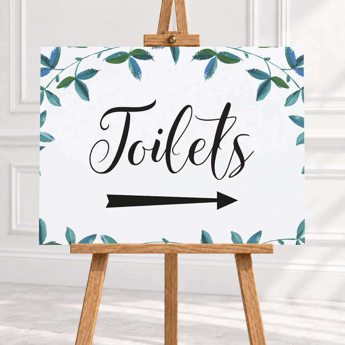 Rich Green Foliage Toilets Arrow Sign – 12 × 16″ or 16 × 24″