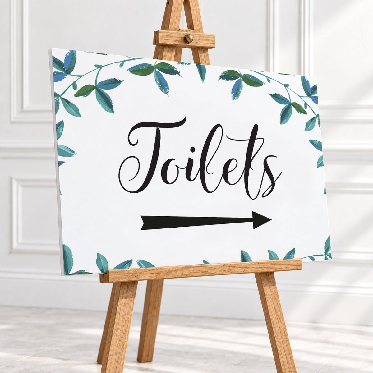 Rich Green Foliage Toilets Arrow Sign – 12 × 16″ or 16 × 24″