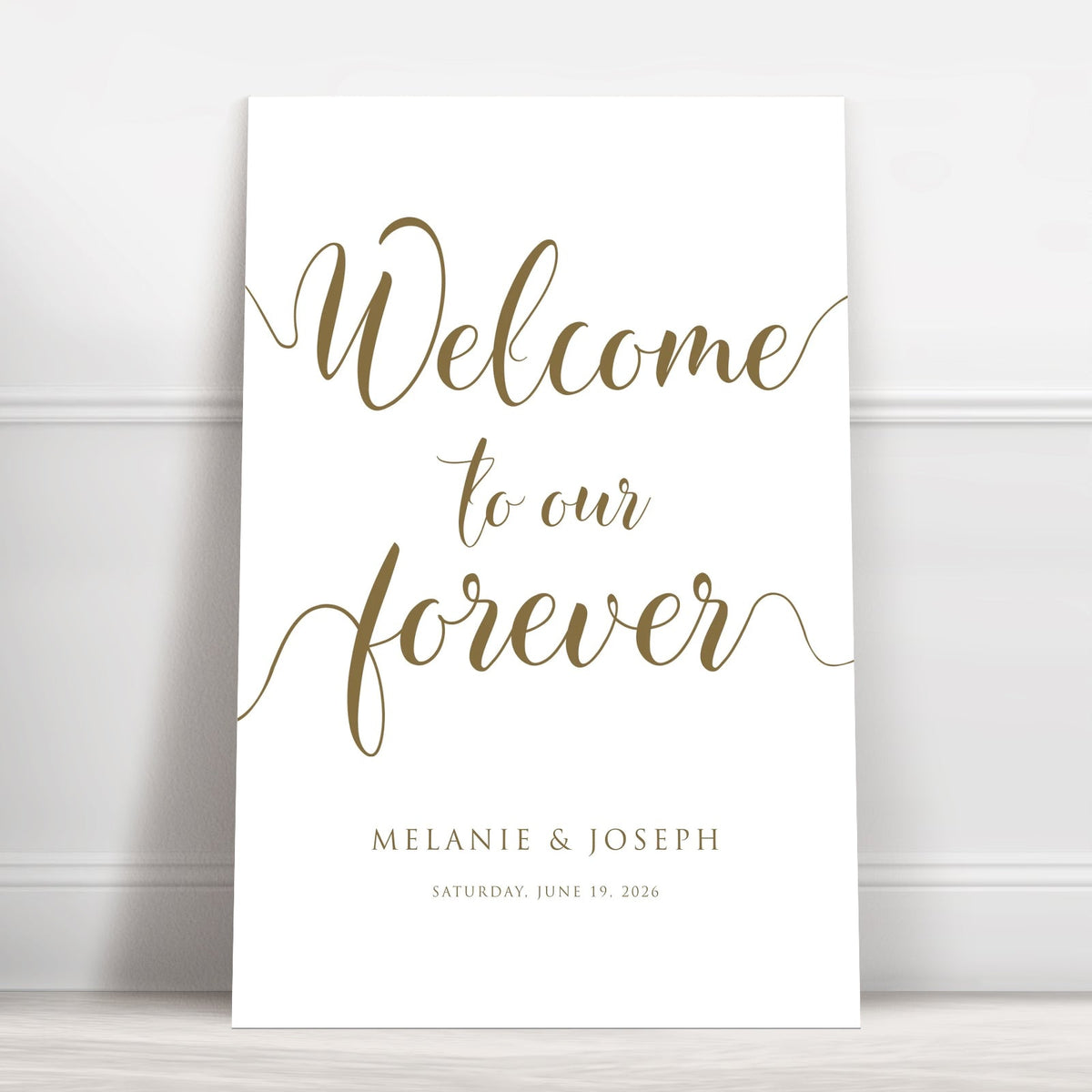 Welcome to Our Forever – Gold Personalised Wedding Welcome Sign - We Do Bou