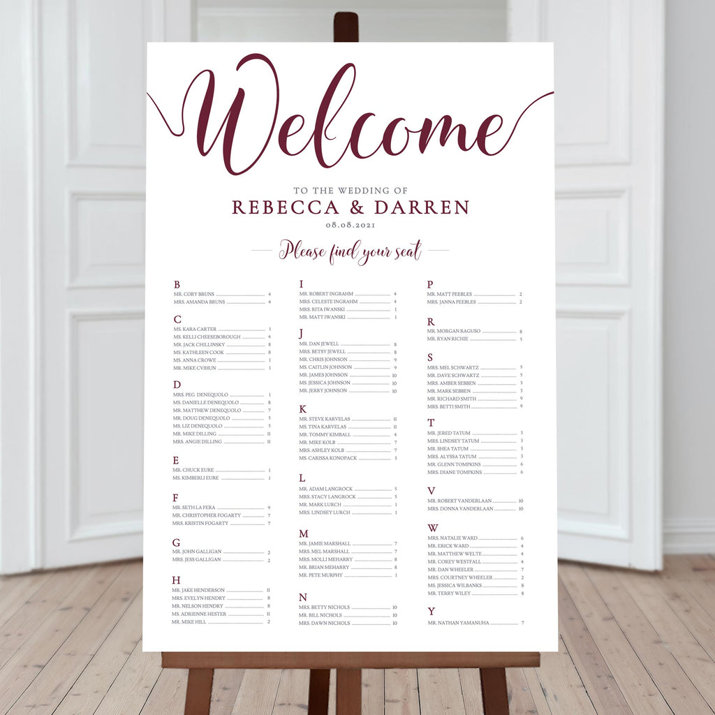 3 column a-z_seating chart burgundy