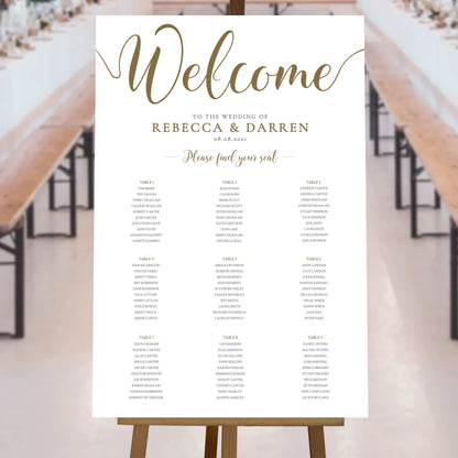 9 table gold seating chart template