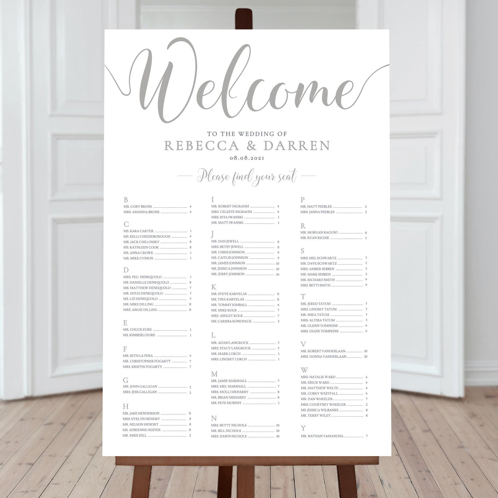 a-z silver seating plan for 85 people