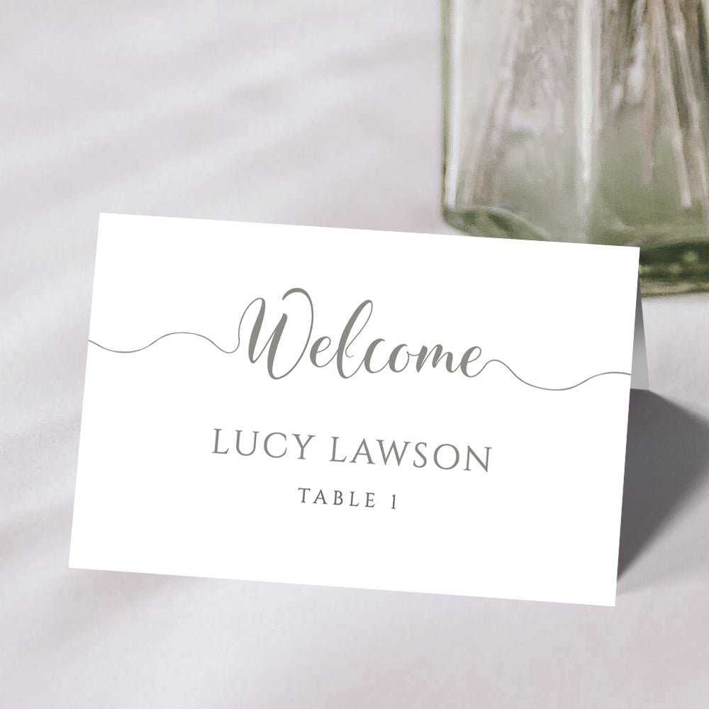 artichoke green wedding place card template
