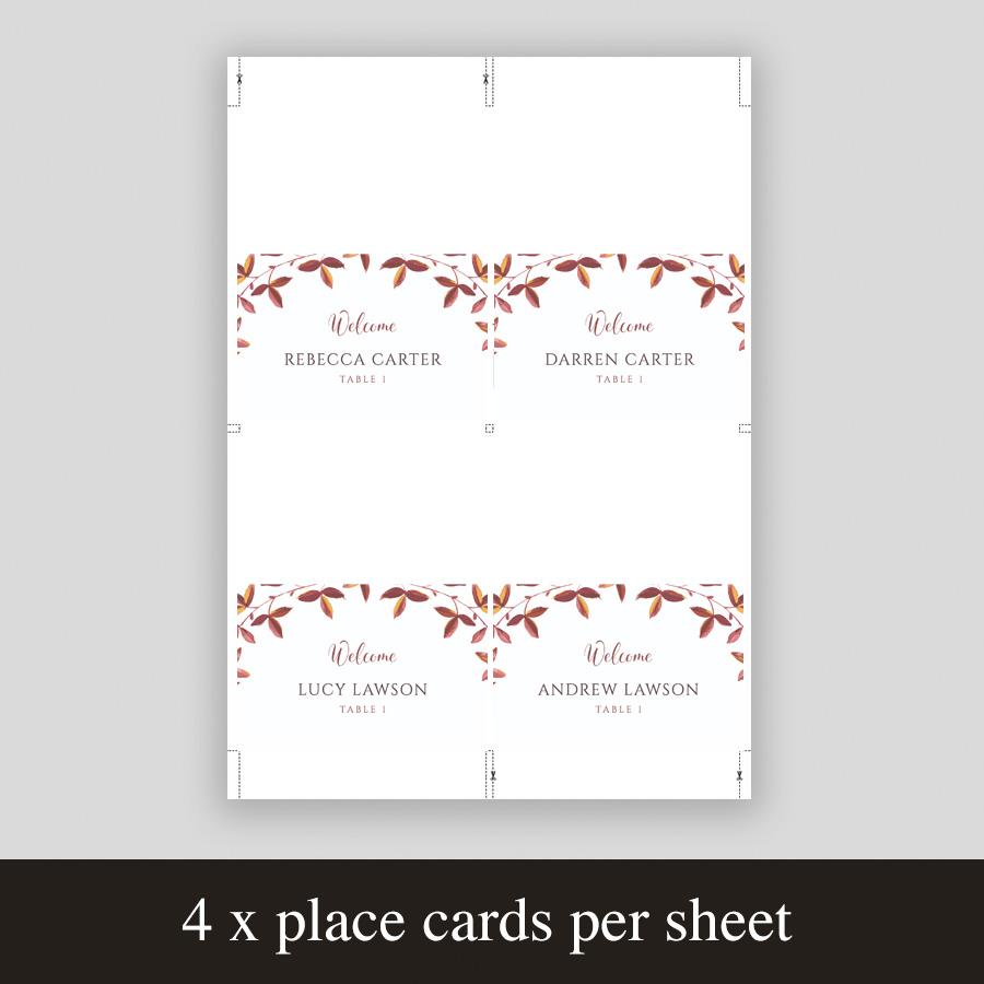 autumn leaves folded place card template