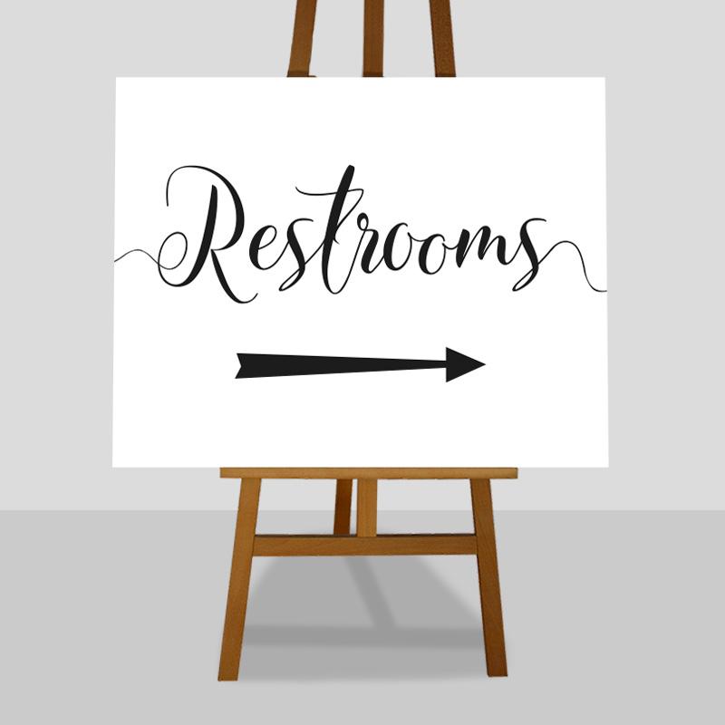 black and white restrooms arrow sign instant download