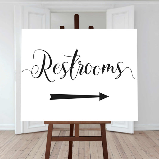 printable restrooms arrow sign
