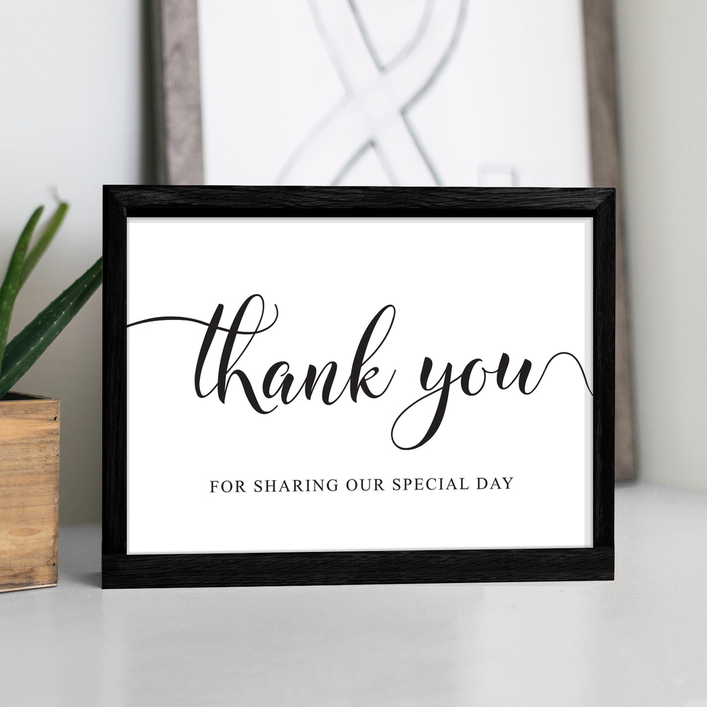 Wedding thank you sign in an A5 frame