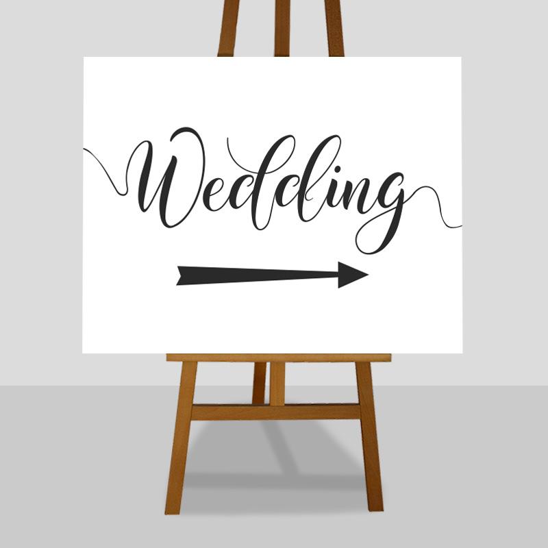 wedding directions sign with a right arrow