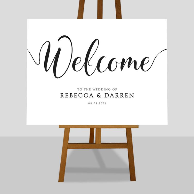 A1 Wedding Welcome sign on an easel