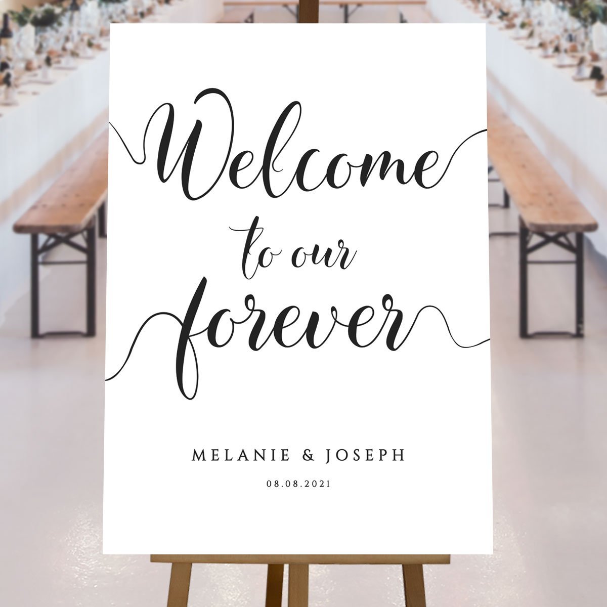 welcome to our forever sign at a rustic wedding