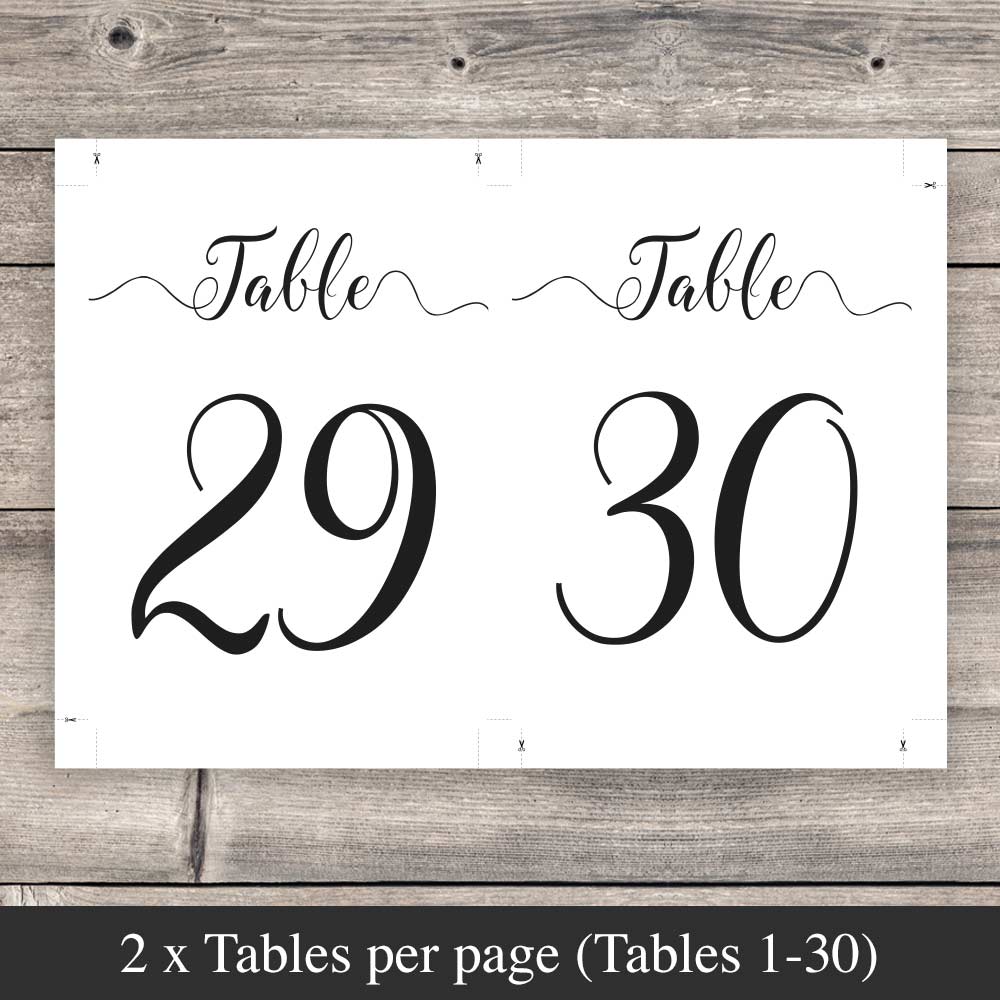 Printable Table Numbers - Wedding Table Numbers Instant Download PDF ...