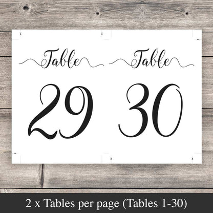 5"x7" table number template printing 2 per sheet