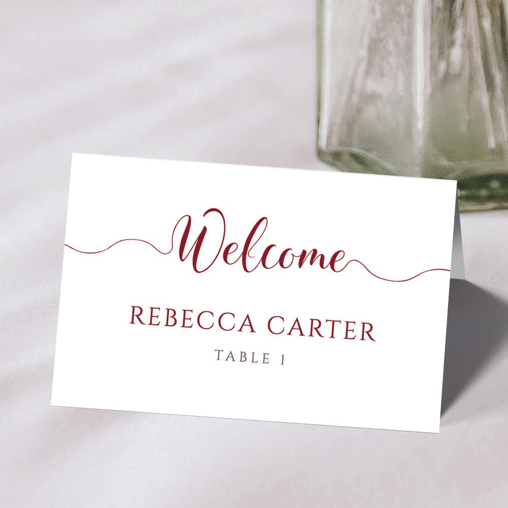 dark red wedding place card template