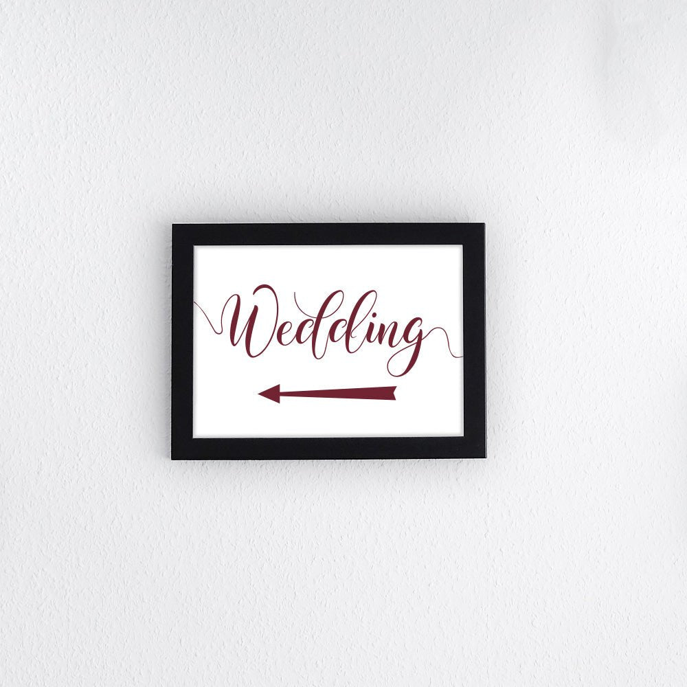 deep red directional_wedding left arrow sign printed and framed