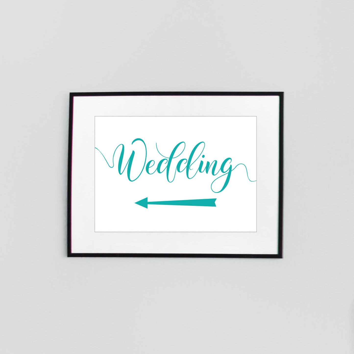 digital download wedding arrow sign printed in aqua green