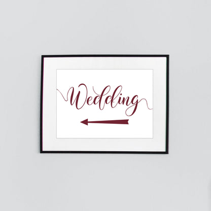 digital download wedding arrow sign printed in burgundy