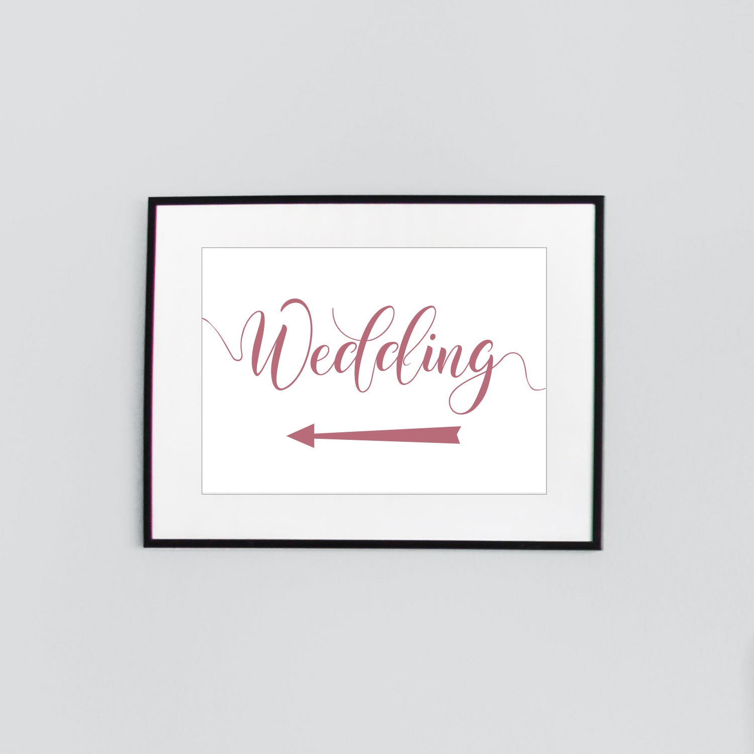 digital download wedding arrow sign printed in flamingo pink
