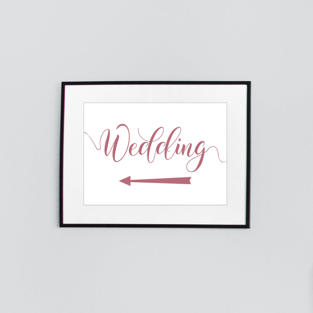 digital download wedding arrow sign printed in flamingo pink