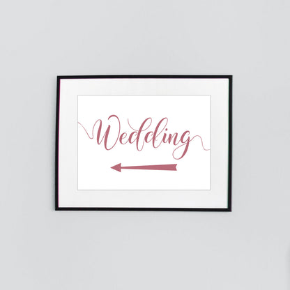 digital download wedding arrow sign printed in flamingo pink