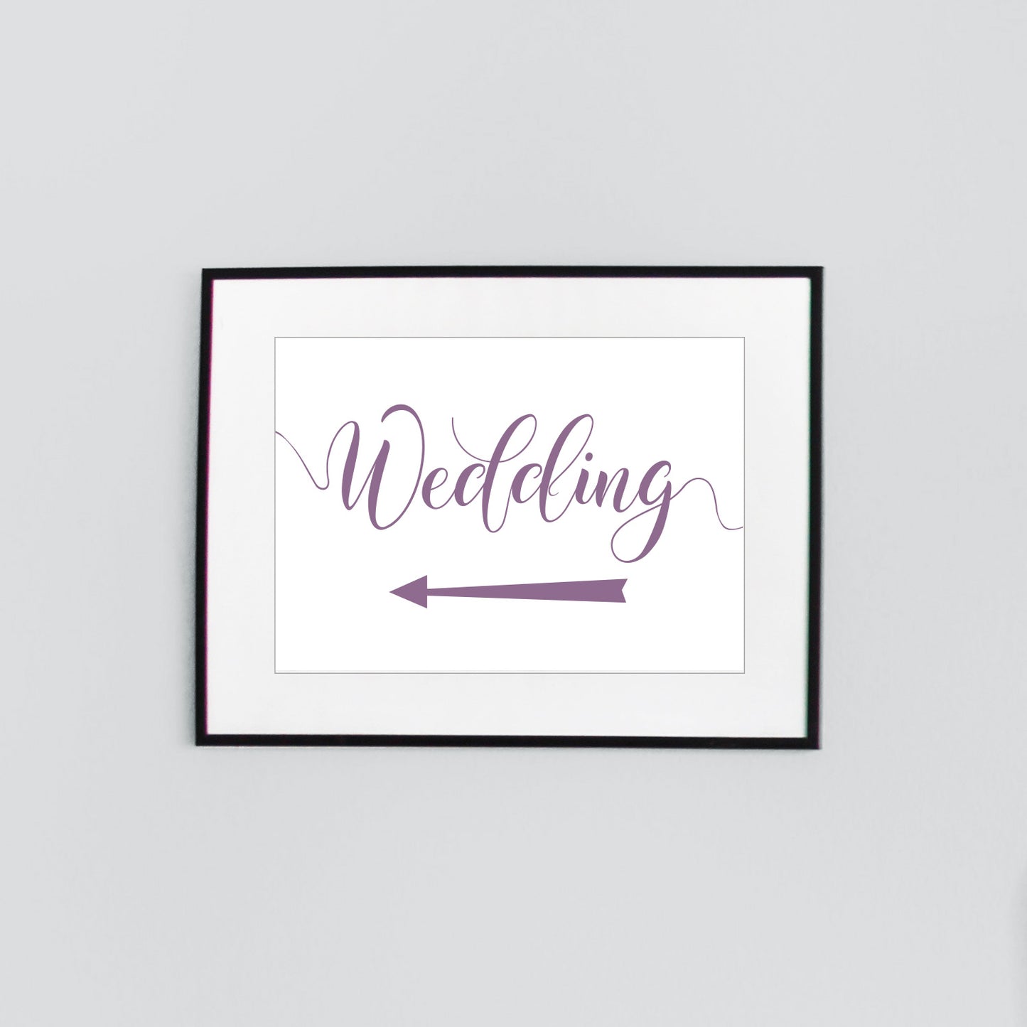 digital download wedding arrow sign printed in plum purple