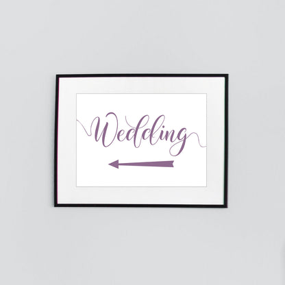 digital download wedding arrow sign printed in plum purple