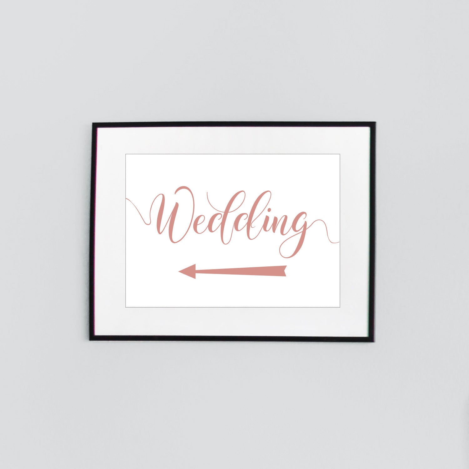 digital download wedding arrow sign printed in salmon pink