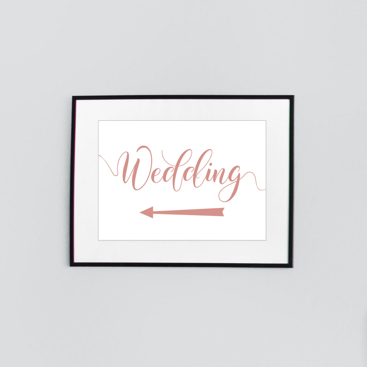 digital download wedding arrow sign printed in salmon pink