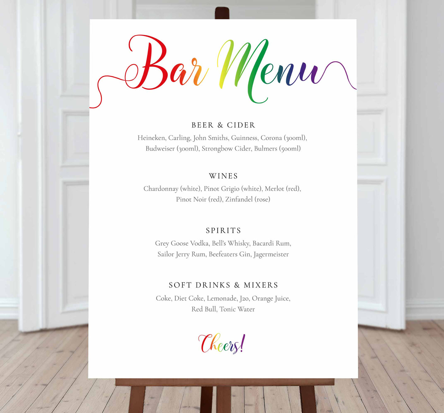 Editable Pride rainbow bar menu template