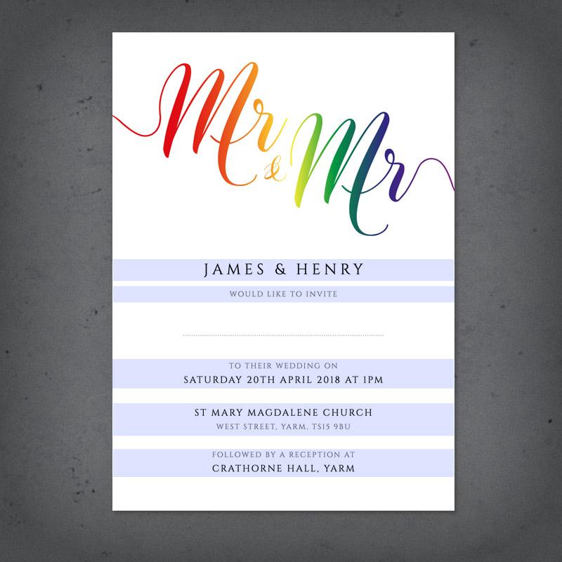 editable text on gay pride wedding invite