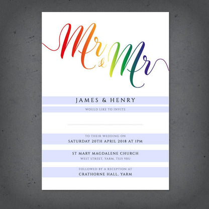 editable text on gay pride wedding invite