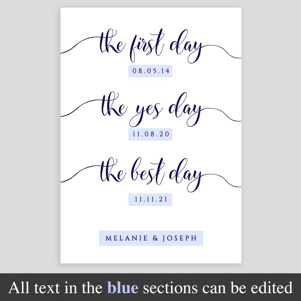 editable text highlighted on personalized wedding sign