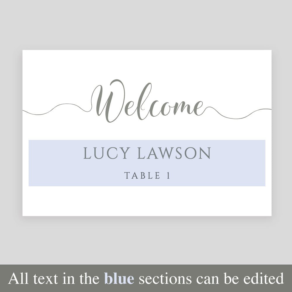 editable text highlighted on laurel place card template