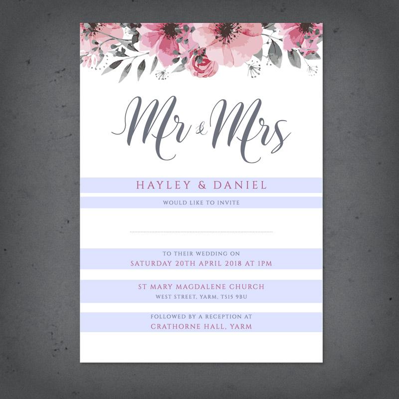 Editable sections highlighted on floral wedding invitation template