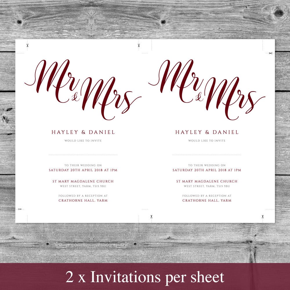 editable wedding invitation template in burgundy