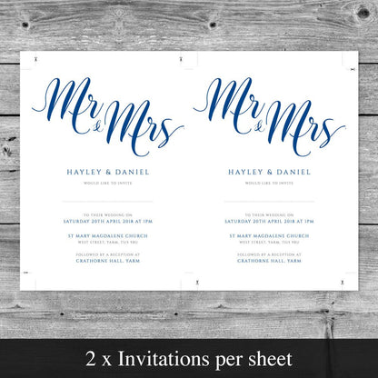 editable wedding invitation template in nautical blue