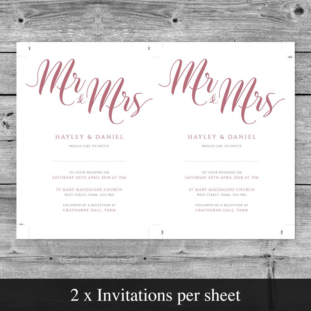 editable wedding invitation template in rouge pink