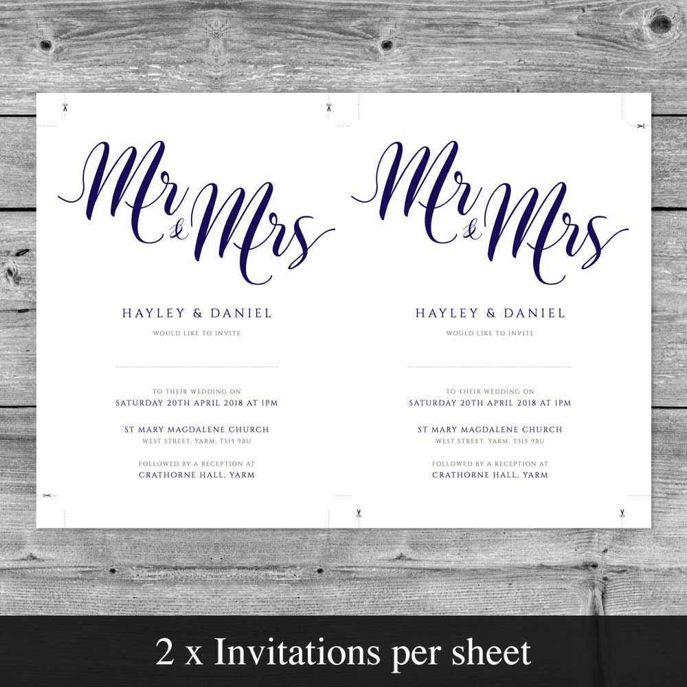 wedding invitation template print two invites per sheet