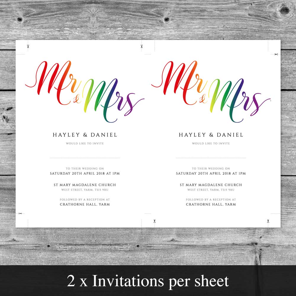template showing two invitations set up to print on a sheet
