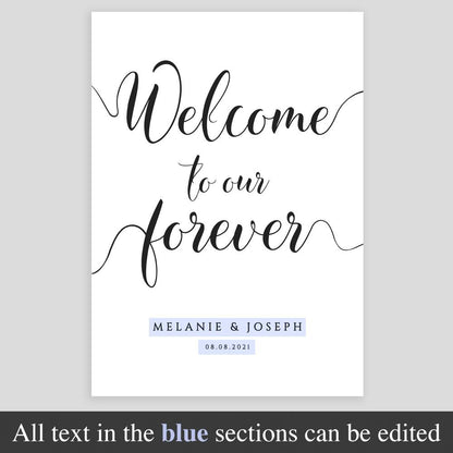 editable text on welcome to our forever template