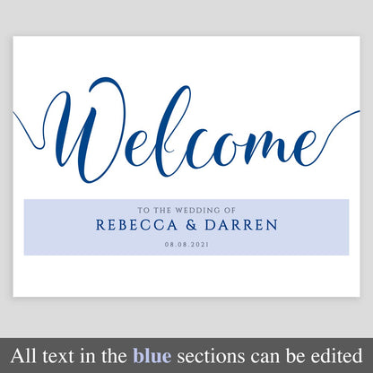 editable welcome sign cobalt blue