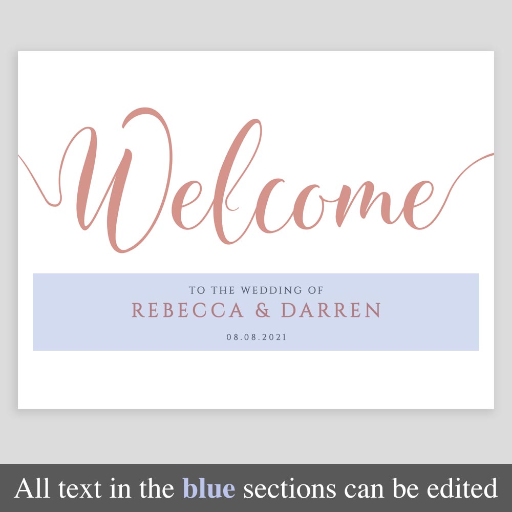editable welcome sign in coral