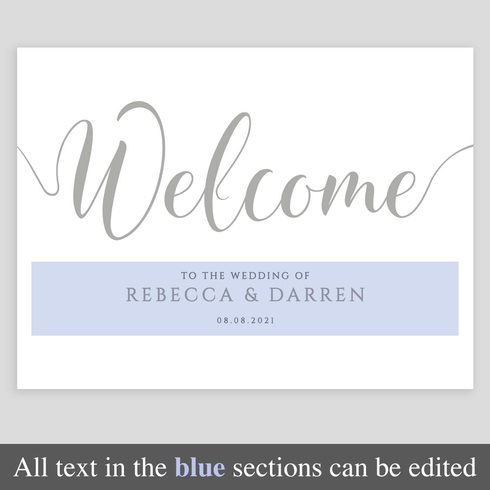 editable welcome sign in silver