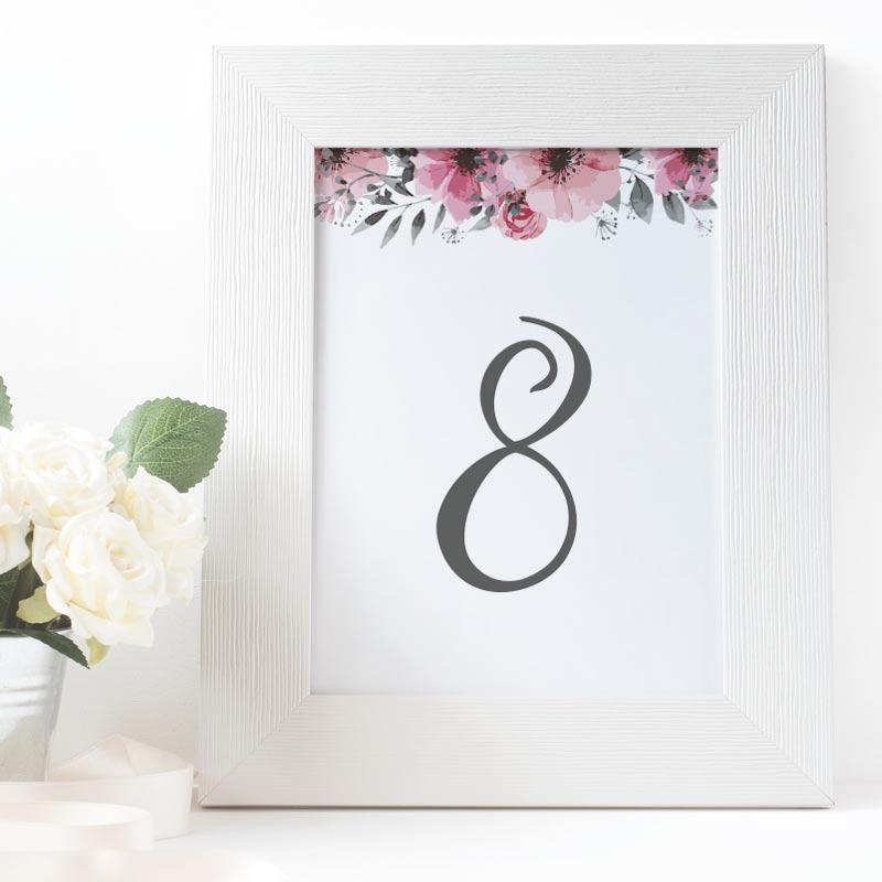 Printable Table Numbers with Floral Border - Instant Download – We Do Bou