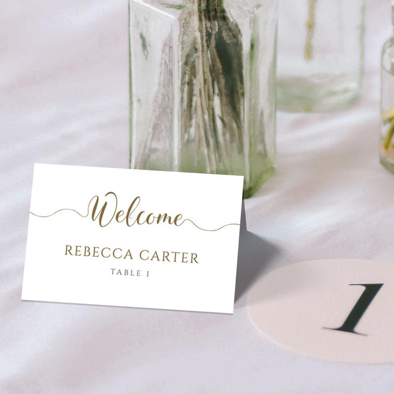 folded tent card with wedding table number